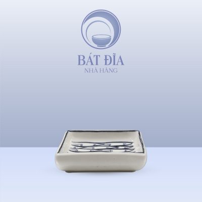 Gia Vị Vuông Men Trắng Vẽ Cá Đàn