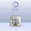 Gia Vị Vuông Men Trắng Vẽ Hoa Sen Đen