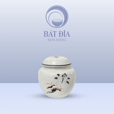 Hộp Chè Men Kem Vẽ Sen Nâu