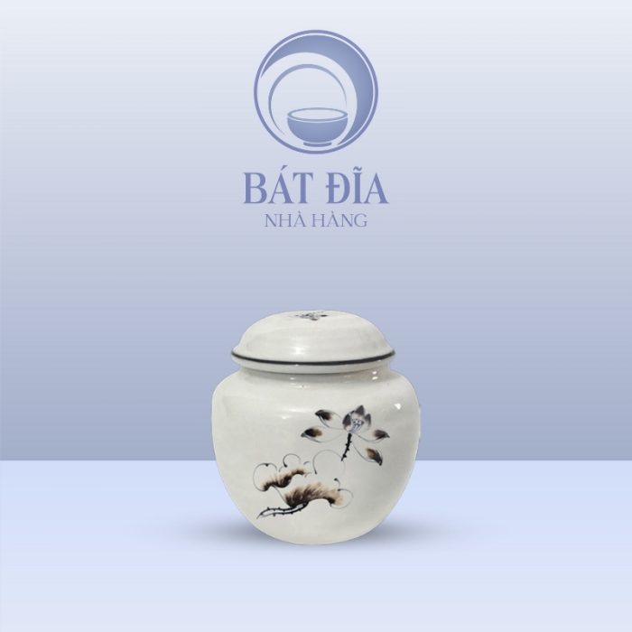 Hộp Chè Men Kem Vẽ Sen Nâu