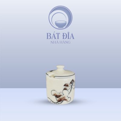 Hũ Đường Men Kem Vẽ Sen Nâu