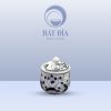 Hũ Gia Vị Men Trắng Vẽ Hoa Sen Đen