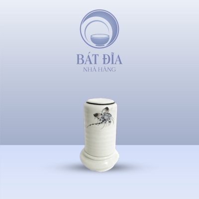 Hũ Tăm Men Kem Vẽ Sen Nâu