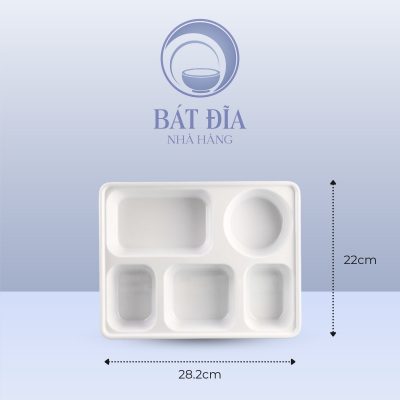 Kích Thước Khay 5 Ngăn Melamine Trắng