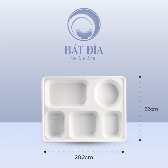 Kích Thước Khay 5 Ngăn Melamine Trắng