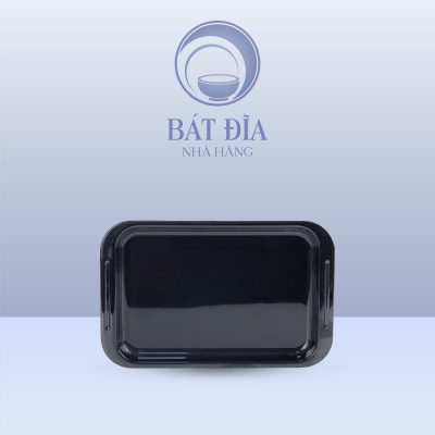 Khay Chữ Nhật Có Tay Cầm Melamine Đen