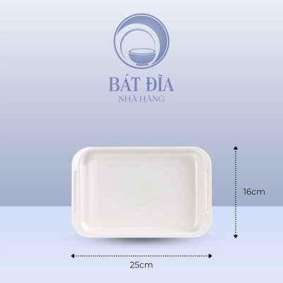 Kích Thước Khay Chữ Nhật Có Tay Cầm Melamine Trắng