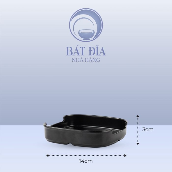 Kích Thước Khay Suki Ngắn Melamine Đen