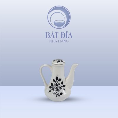 Lọ Mắm Men Trắng Vẽ Hoa Dây