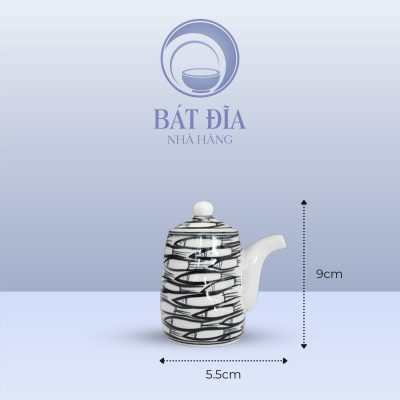 Lọ Mắm Men Trắng Vẽ Cá Đàn