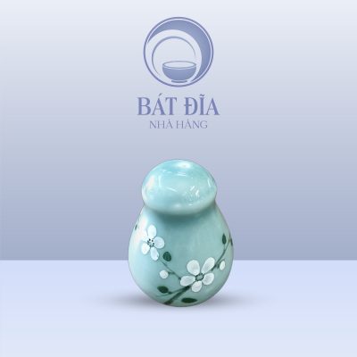 Lọ Tiêu Men Lam Hoa Đào Trắng