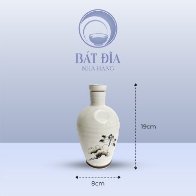 Kích Thước Nậm Rượu Men Kem Vẽ Sen Nâu
