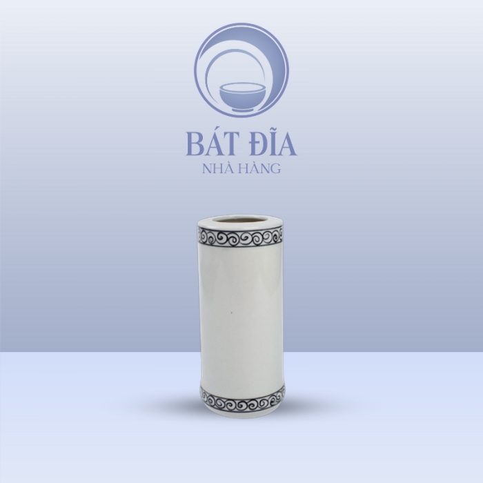 Ống Đũa Men Trắng Vẽ Hoa Dây