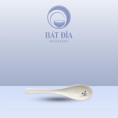 Thìa Cà Phê Men Kem Vẽ Sen Nâu