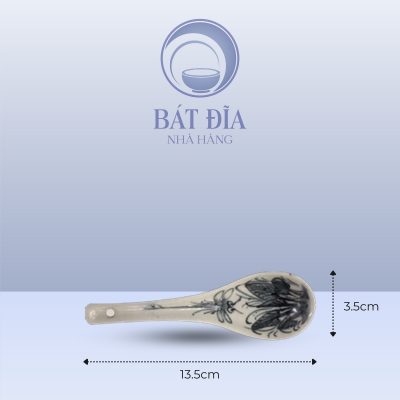 Kích Thước Thìa Cơm Men Rạn Vẽ Chuồn Xanh