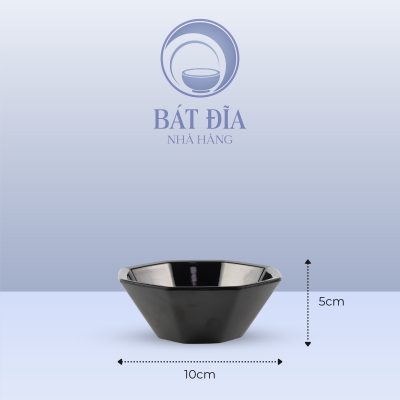 Kích Thước Tô Bát Giác Melamine Đen