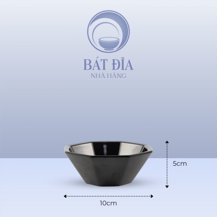 Kích Thước Tô Bát Giác Melamine Đen