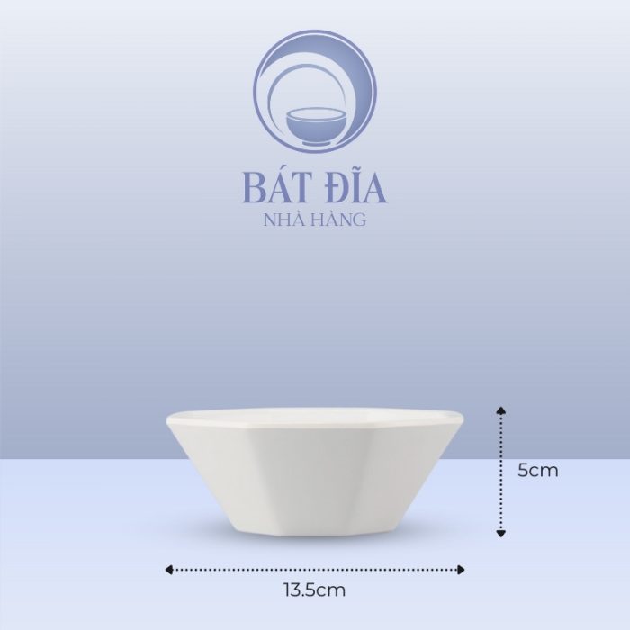 Kích Thước Tô Bát Giác Melamine Trắng