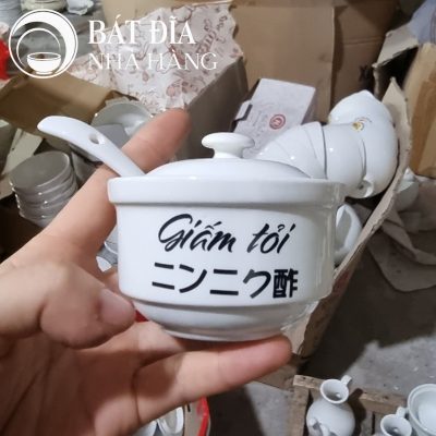 Tô Sâu Đựng Bún Phở Men Trắng Trơn In Logo