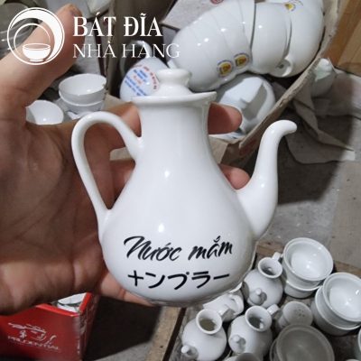 Tô Sâu Đựng Bún Phở Men Trắng Trơn In Logo