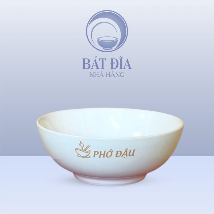 Tô Sâu Đựng Bún Phở Men Trắng Trơn In Logo