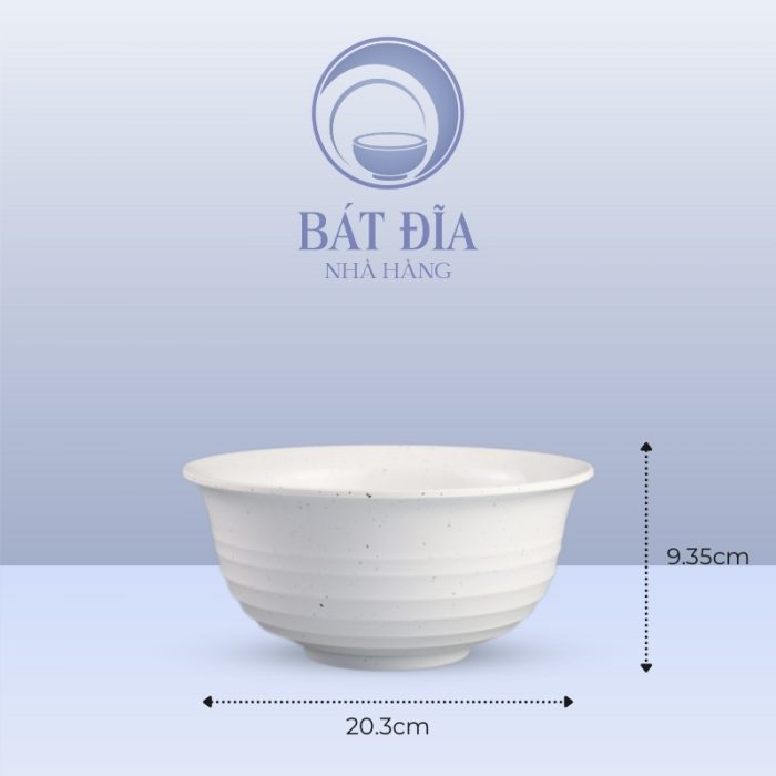 Kích Thước Tô Loe Có Vân Melamine Trắng