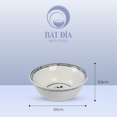 Kích Thước Tô Loe Men Trắng Vẽ Hoa Dây
