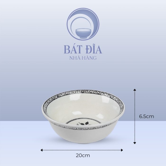 Kích Thước Tô Loe Men Trắng Vẽ Hoa Dây