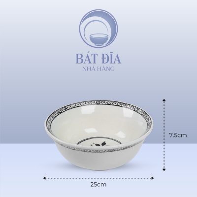 Kích Thước Tô Loe Men Trắng Vẽ Hoa Dây