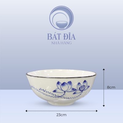 Kích Thước Tô Loe Men Trắng Vẽ Sen Lam