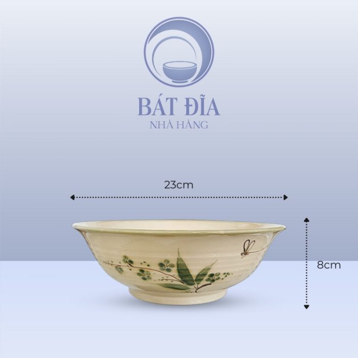 Kích Thước Tô Loe Men Xanh Đào Chuồn