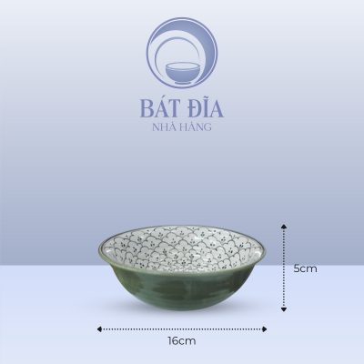 Kích Thước Tô Loe Men Xanh Hoa Bèo