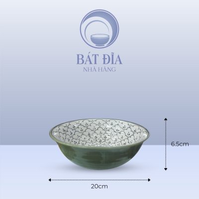 Kích Thước Tô Loe Men Xanh Hoa Bèo