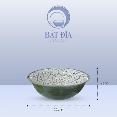 Kích Thước Tô Loe Men Xanh Hoa Bèo