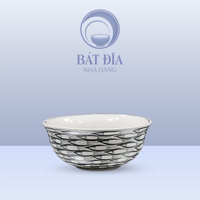 Tô Loe Men Trắng Vẽ Cá Đàn