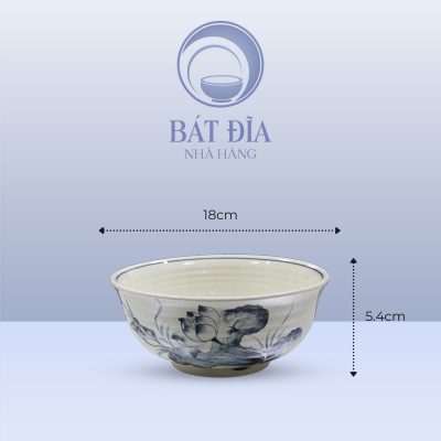 Kích Thước Tô Loe Men Trắng Vẽ Hoa Sen Đen