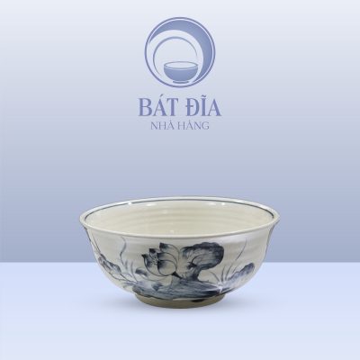 Tô Loe Men Trắng Vẽ Hoa Sen Đen