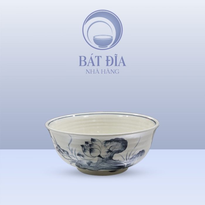 Tô Loe Men Trắng Vẽ Hoa Sen Đen