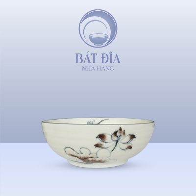 Tô Nông Men Kem Vẽ Sen Nâu