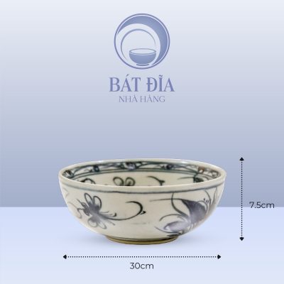 Kích Thước Tô Nông Men Rạn Vẽ Chuồn Xanh