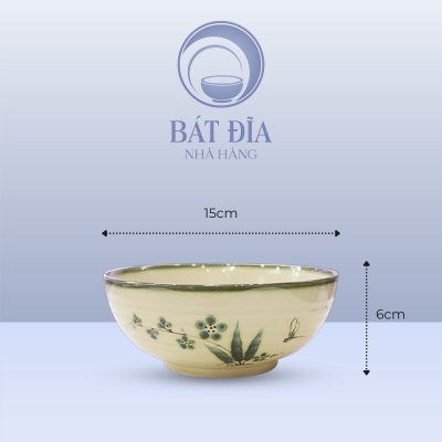 Kích Thước Tô Nông Men Xanh Đào Chuồn