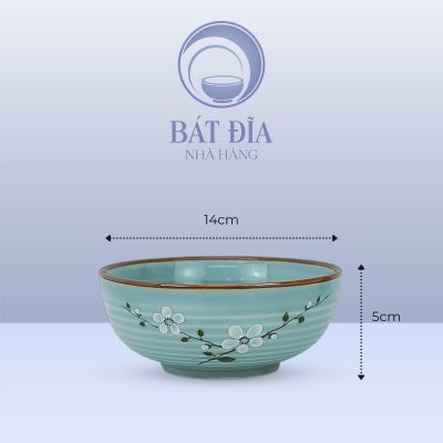 Kích Thước Tô Phi Men Lam Hoa Đào Trắng