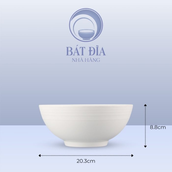 Kích Thước Tô Phở Dày Melamine Trắng