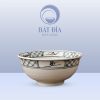 Tô Sâu Đựng Phở Men Trắng Ngà Vẽ Hoa Cổ In Logo