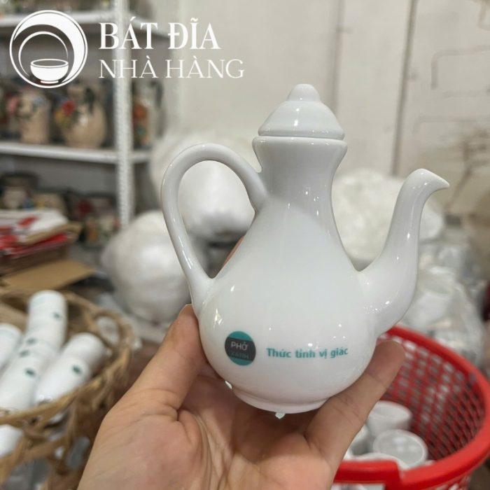 Tô Sâu Đựng Phở Men Trắng Trơn In Logo