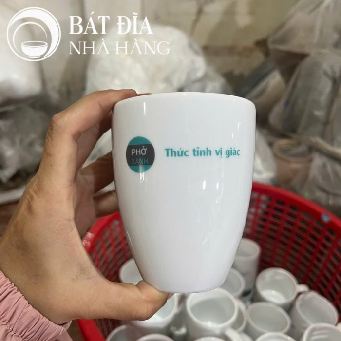 Tô Sâu Đựng Phở Men Trắng Trơn In Logo
