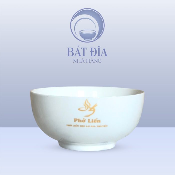 Tô Sâu Đựng Phở Men Trắng Trơn In Logo