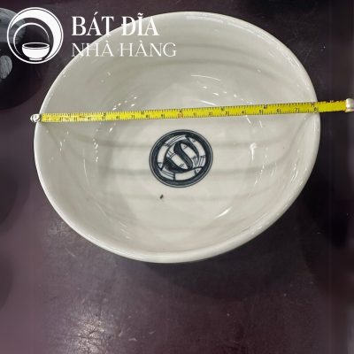 Tô Sâu Đựng Phở Men Trắng Vẽ Cá Đàn In Logo
