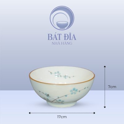 Kích Thước Tô Sâu Men Kem Hoa Đào Xanh