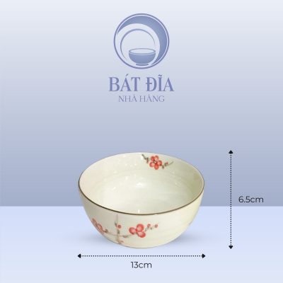 Kích Thước Tô Sâu Men Kem Vẽ Đào Đỏ